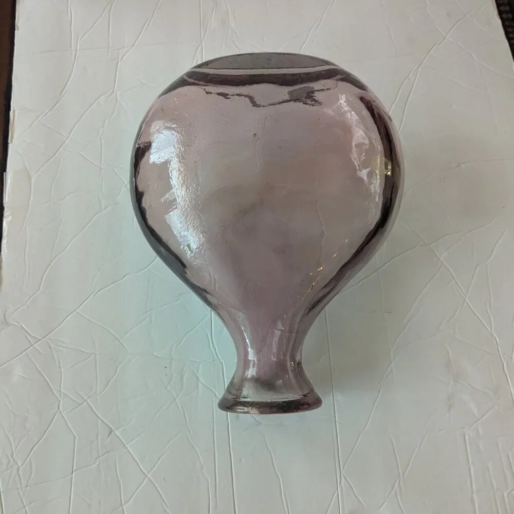 Vintage Hand Blown Glass Bottle Vase Purple Rose‎ Gold Pink Spanish Bottle Boho - Picture 4 of 11